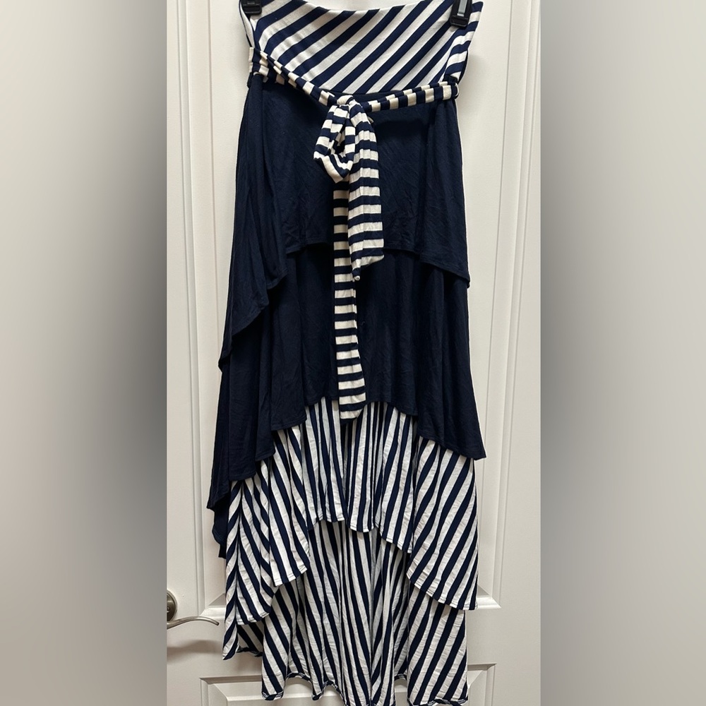 NWOT Joseph Walker Navy Striped Nautical Maxi Skirt Dress Size Small